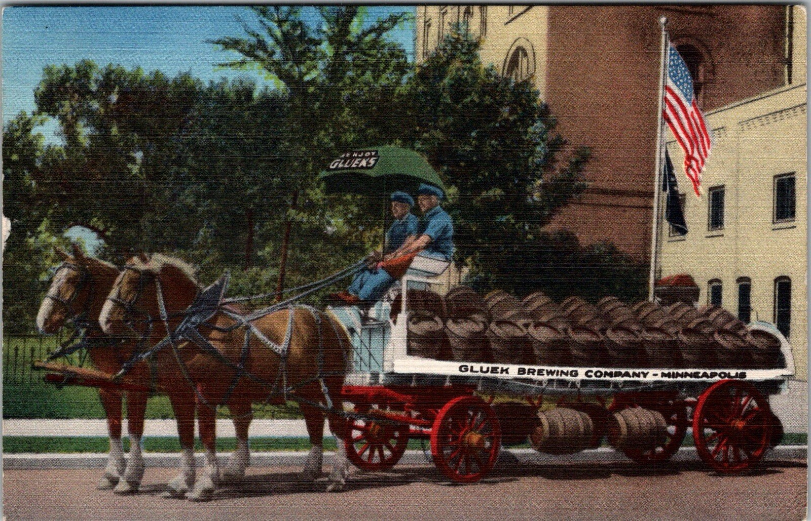 GLUEK BREWING COMPANY Advertising Minneapolis Minnesota Postcard 1940s JF2