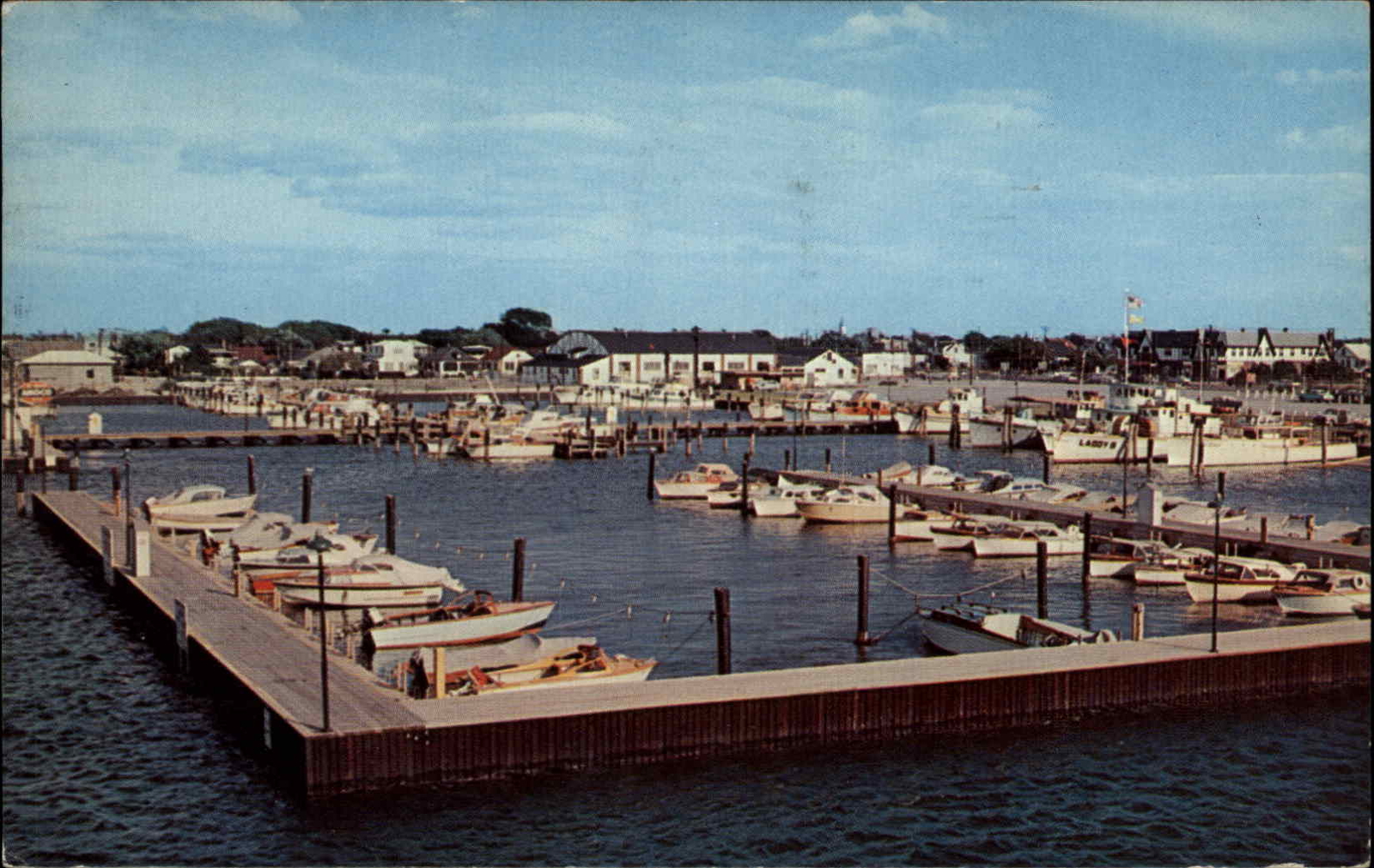 Hempstead New York NY Marina Boats c1950s-60s Postcard