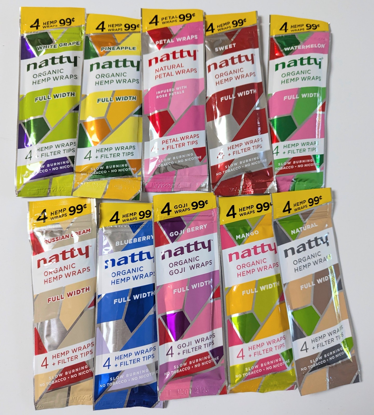Natty Wraps - Full Width Wraps - Variety Pack 10 Flavors  10/4ct