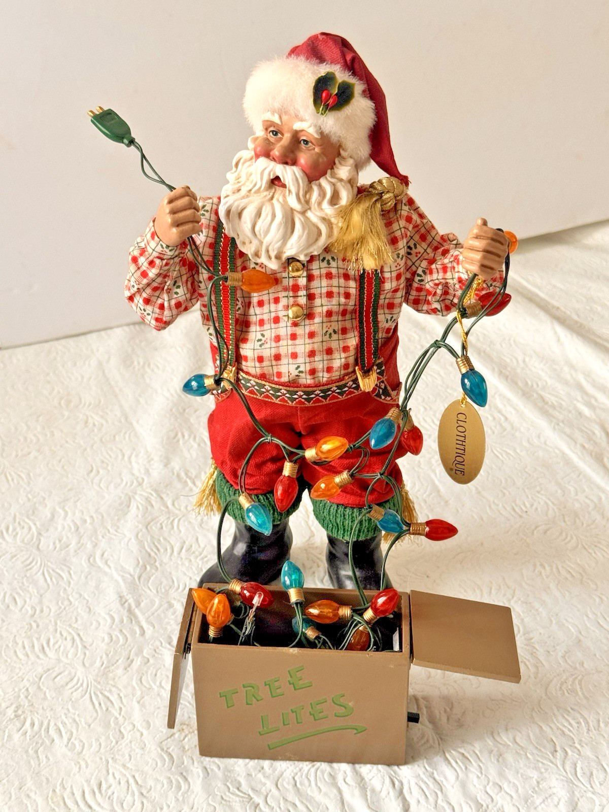 VTG Possible Dreams Clothtique SANTA WIRED FOR CHRISTMAS #15109 w Working Lights