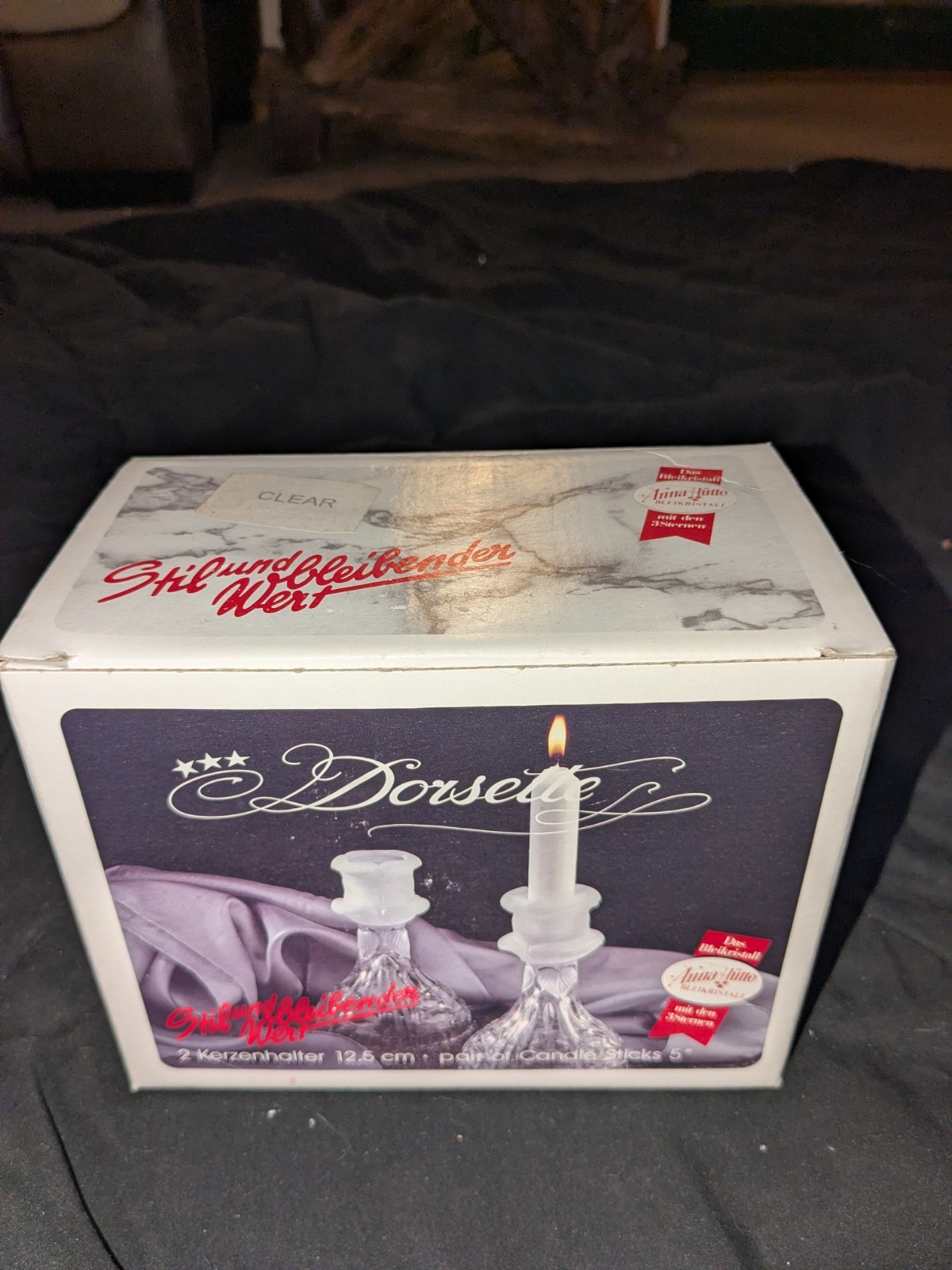 Anna Hutte Bleikristall Finely Cut Lead Crystal Candlesticks OB/GERMANY NOS