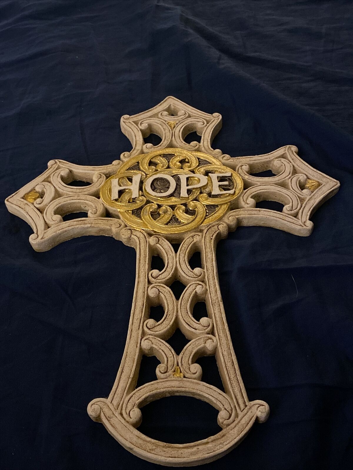 CATHOLIC/CHRISTIAN X LARGE HOPE CROSS GOLD PAINTED (MAISON BRAND)
