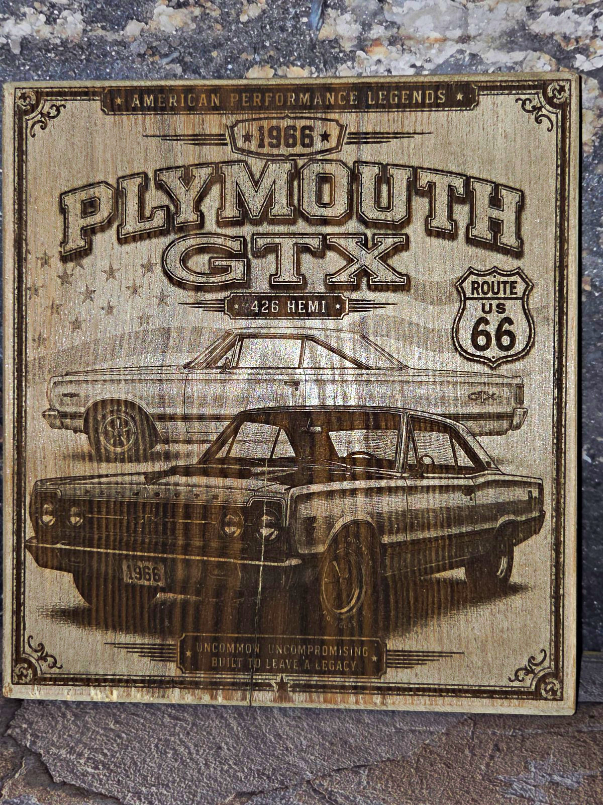 1966 Plymouth GTX Route US 66 American Performance Legends Sign/Plaque