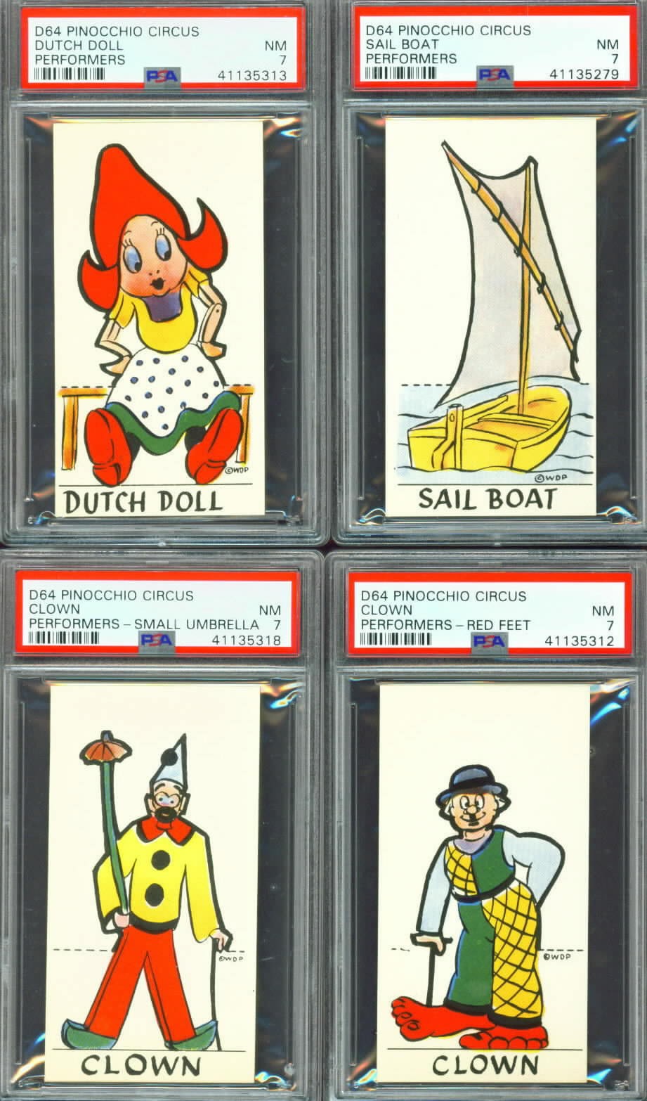 Lot 8 Diff. 1930's  D64 Walt Disney's Pinocchio Circus Bread Cards  All PSA 7 's