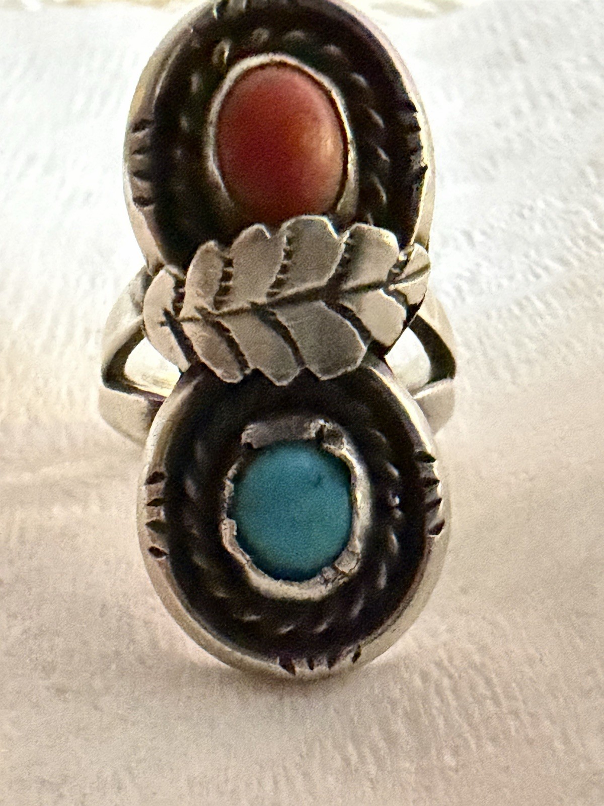 Vintage Native Sterling Silver Navajo Turquoise Ring Sz 6