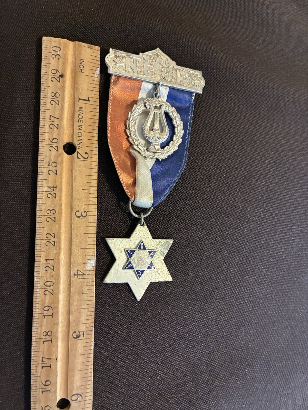 Vintage N.E.O.P. New England Order of Protection Medal Badge PINBACK