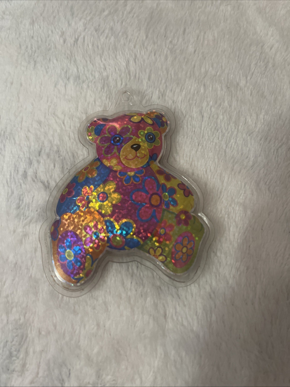 Vintage UltraRare Lisa Frank Vibrant Multicolor Blossom Bear Puffy 90s Keychain
