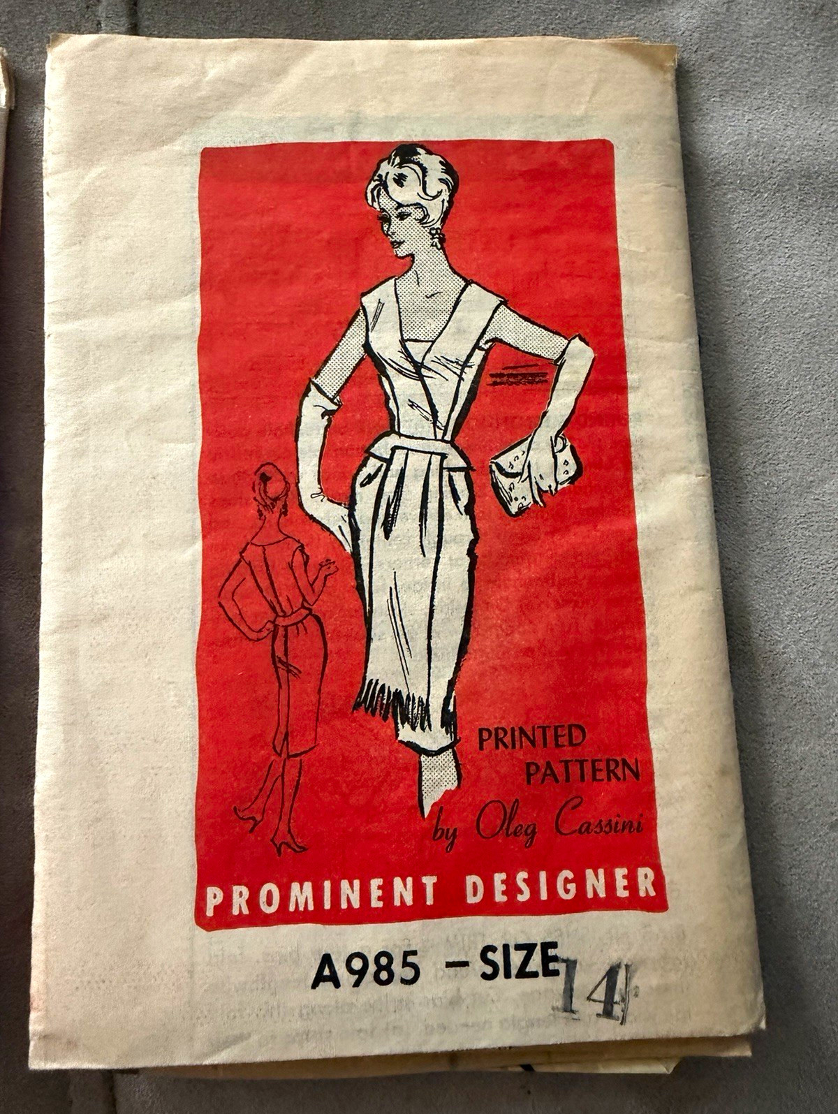 Vintage Oleg Cassini Prominent Designer M156 Dress Pattern Size 14 Cut Complete