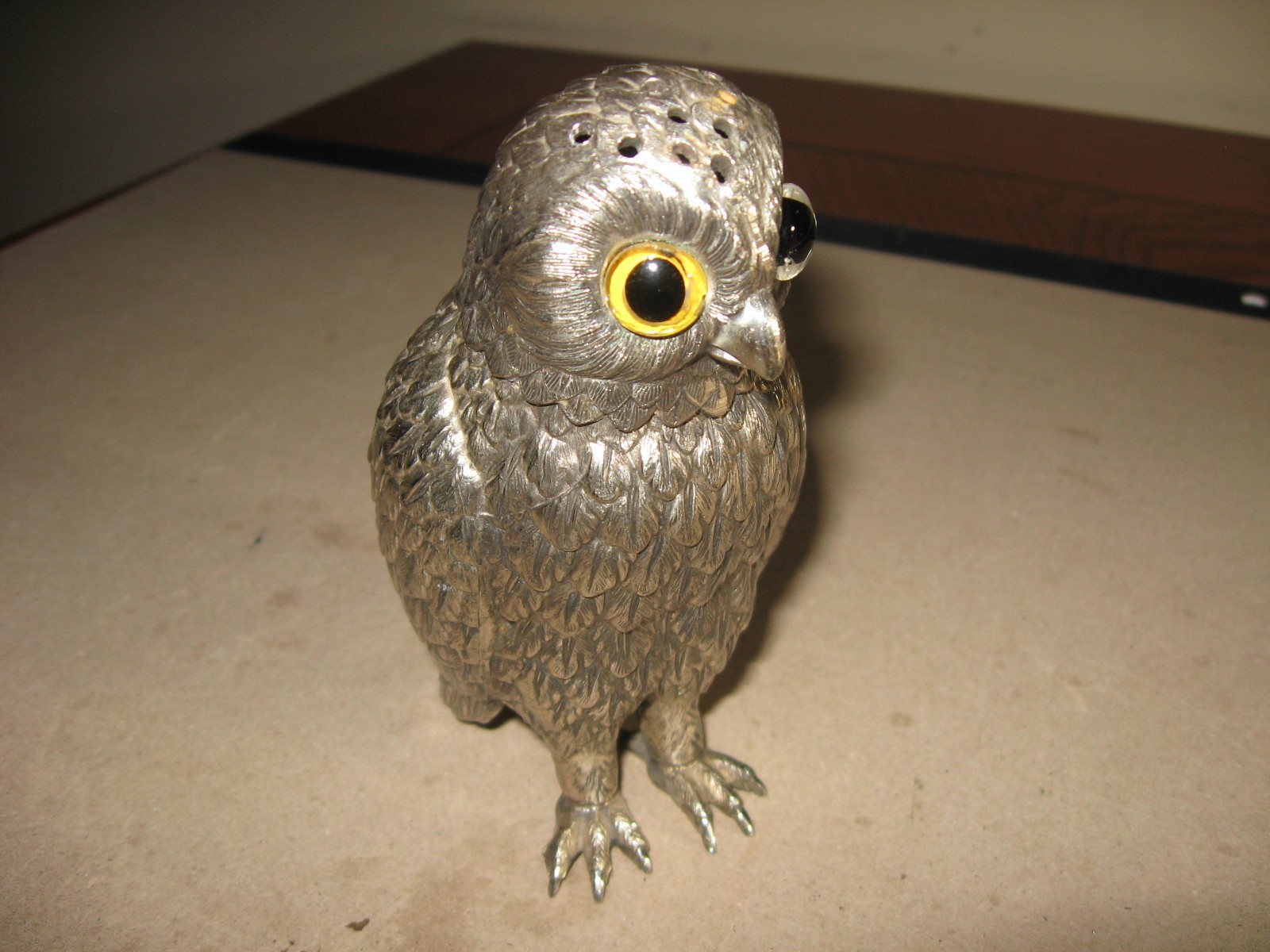 Vintage Corbell & Co. Silver Plated Figural Owl Sugar Shaker