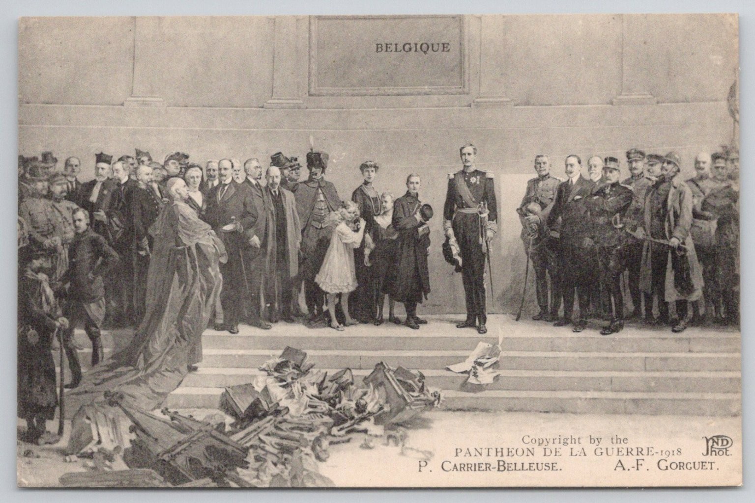 1918 Belgium WWI King Albert I Pantheon de la Guerre Postcard