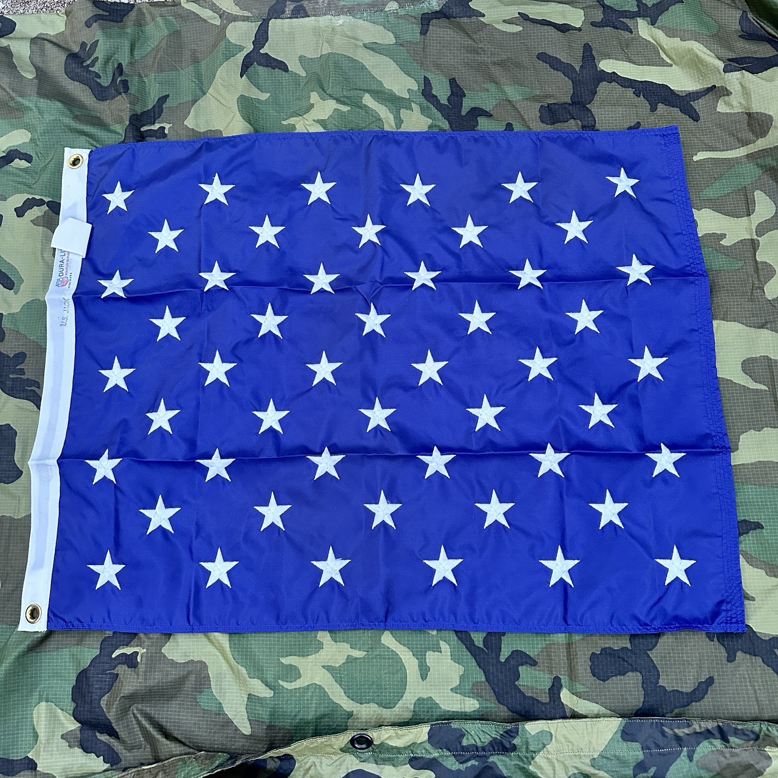 Vintage Dura-Lite US Union Jack Flag 2x3 Ft 50 Embroidered Stars Made USA