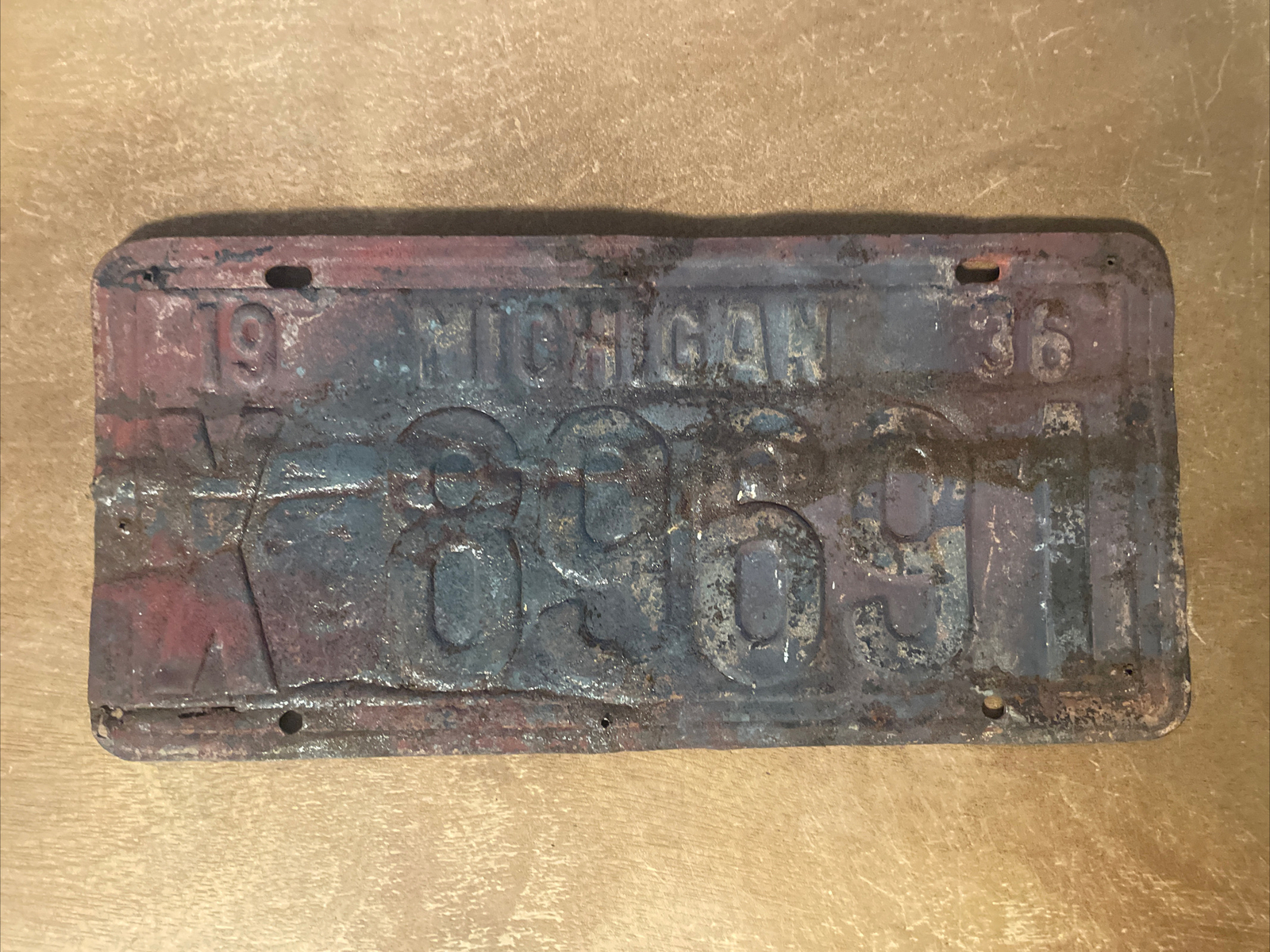 1936 Michigan License Plate # X 89691
