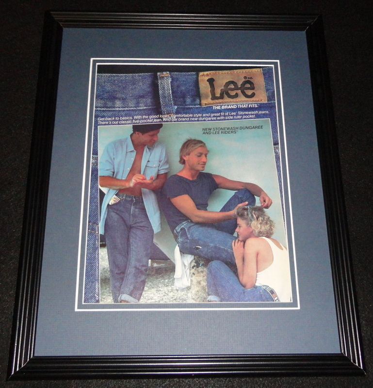 1985 Lee Stonewash Dungaree Jeans Framed 11x14 ORIGINAL Vintage Advertisement
