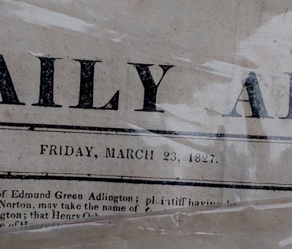 3 Boston Daily Newspaper Yr. 1827. And 1 New York Times. Yrs 1865 3 Boston Daily Newspaper Yr. 1827. And 1 New York Times. Yrs 1865