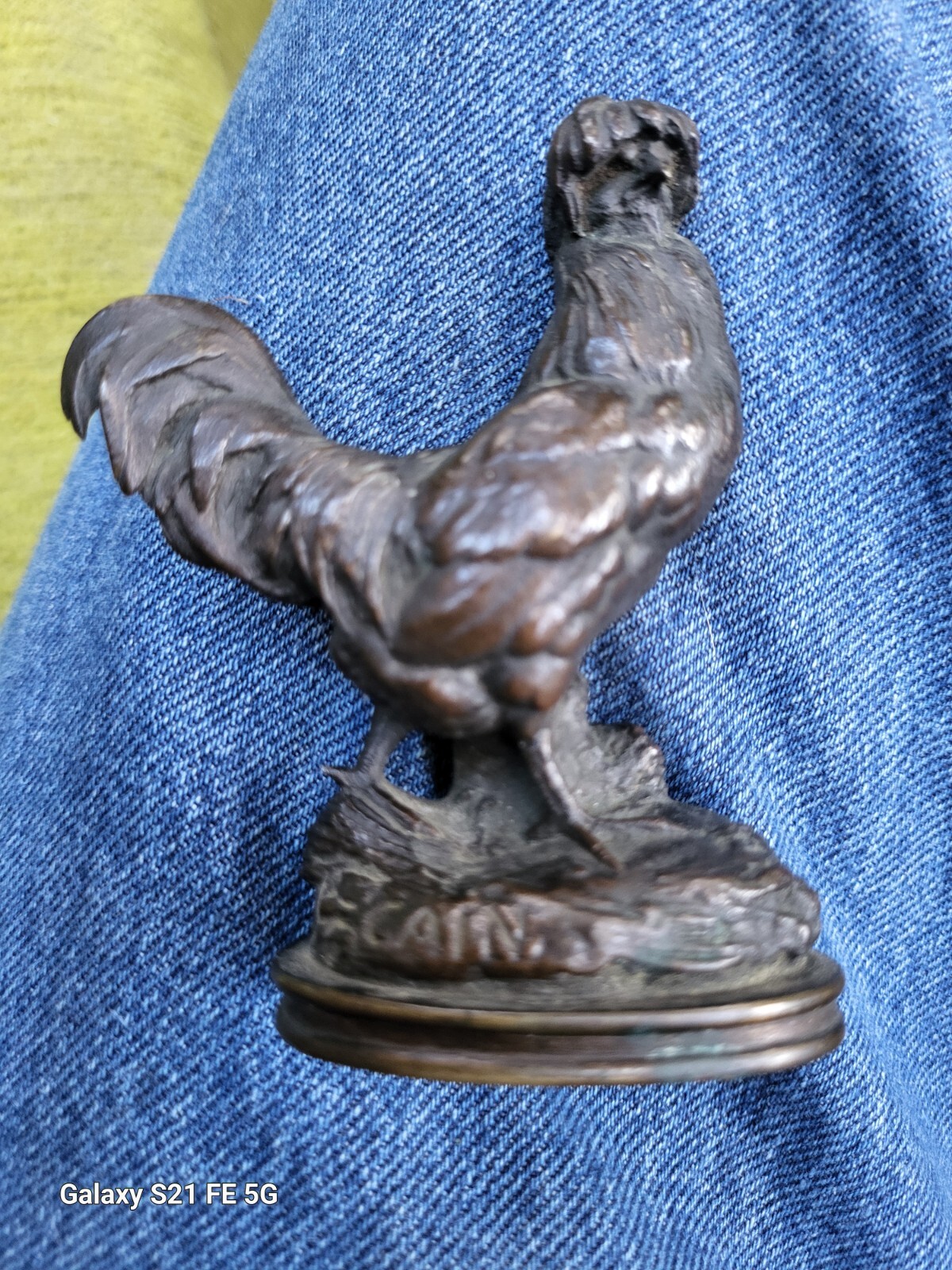 Rare Old Early 19th C ANTIQUE BRONZE SCULPTURE Auguste Cain Rooster 1874 France