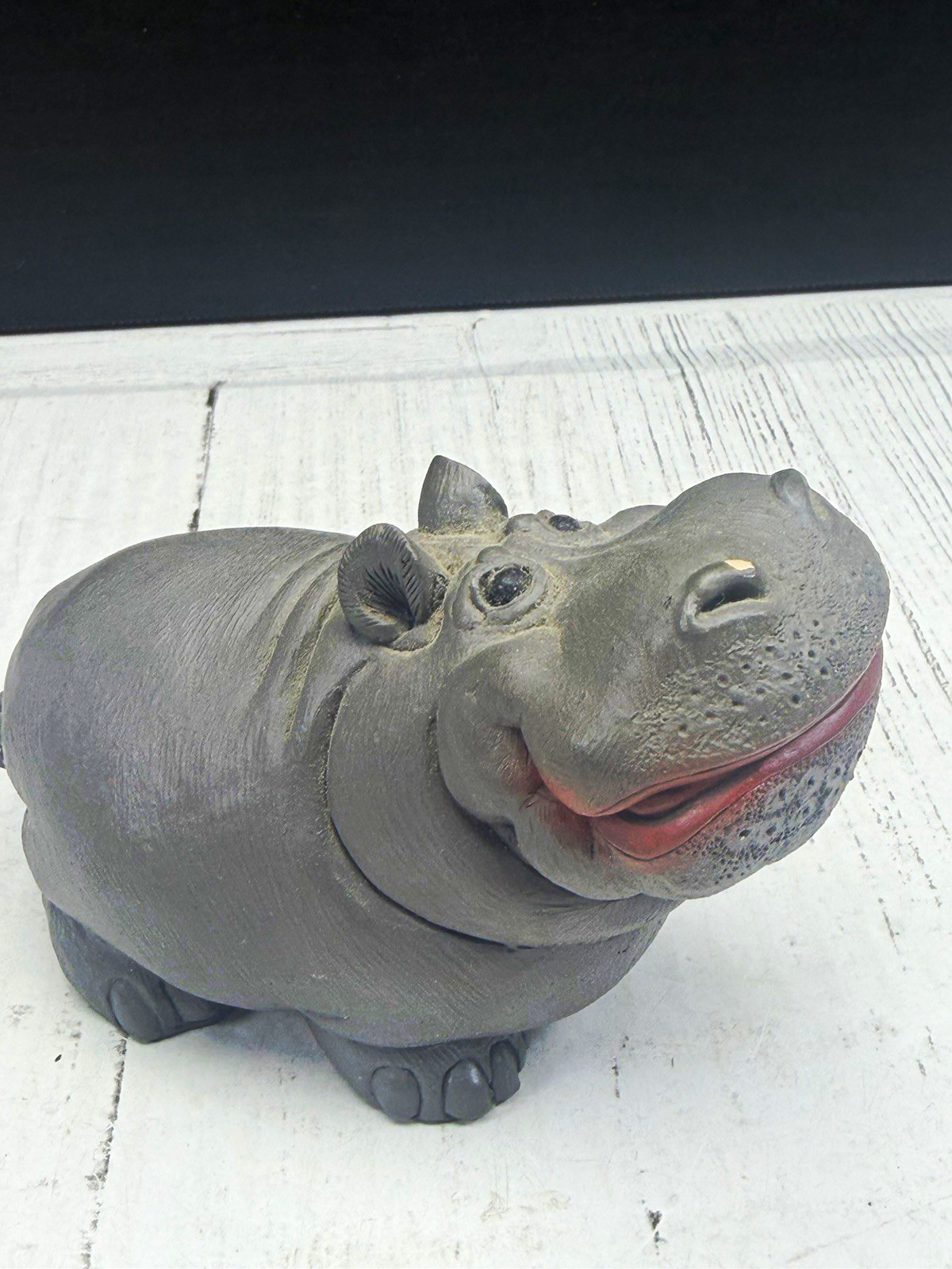 Gray Hippopotamus Figurine Collectible, Approx. 3.5\