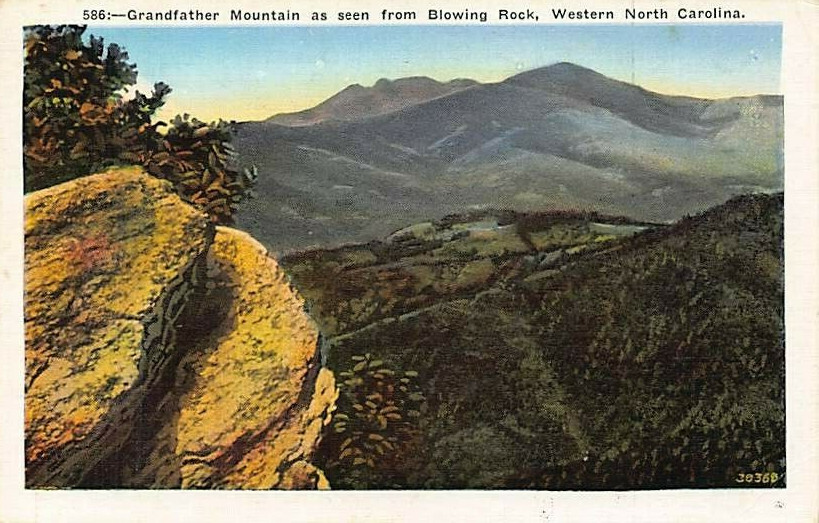 Postcard NC: Grandfather Mtn. from Blowing Rock, North Carolina, Linen, Unposted Postcard NC: Grandfather Mtn. from Blowing Rock, North Carolina, Linen, Unposted