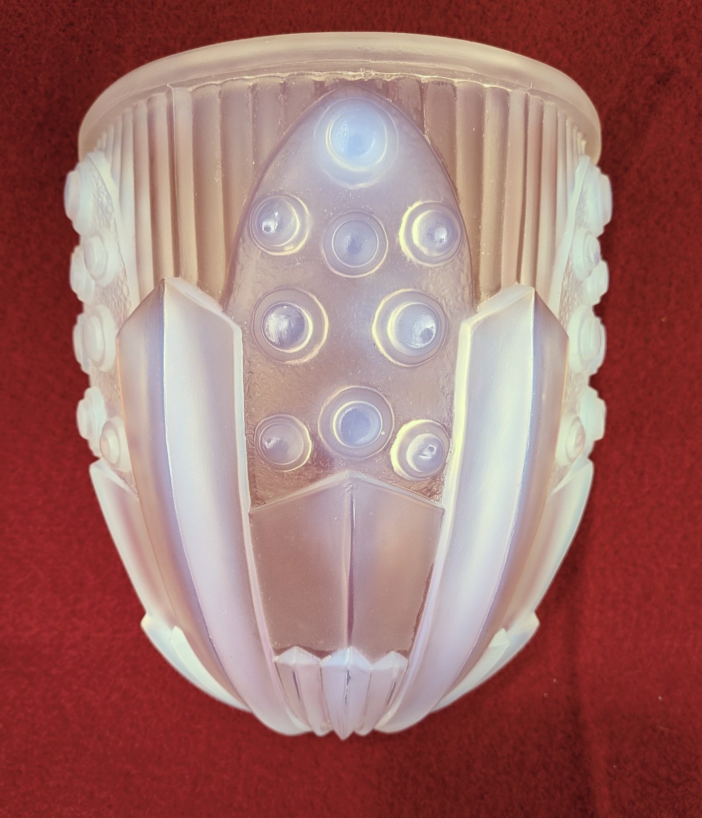 French Art Deco Opaline Glass Chandelier Sconce Shade By G. Leleu #1