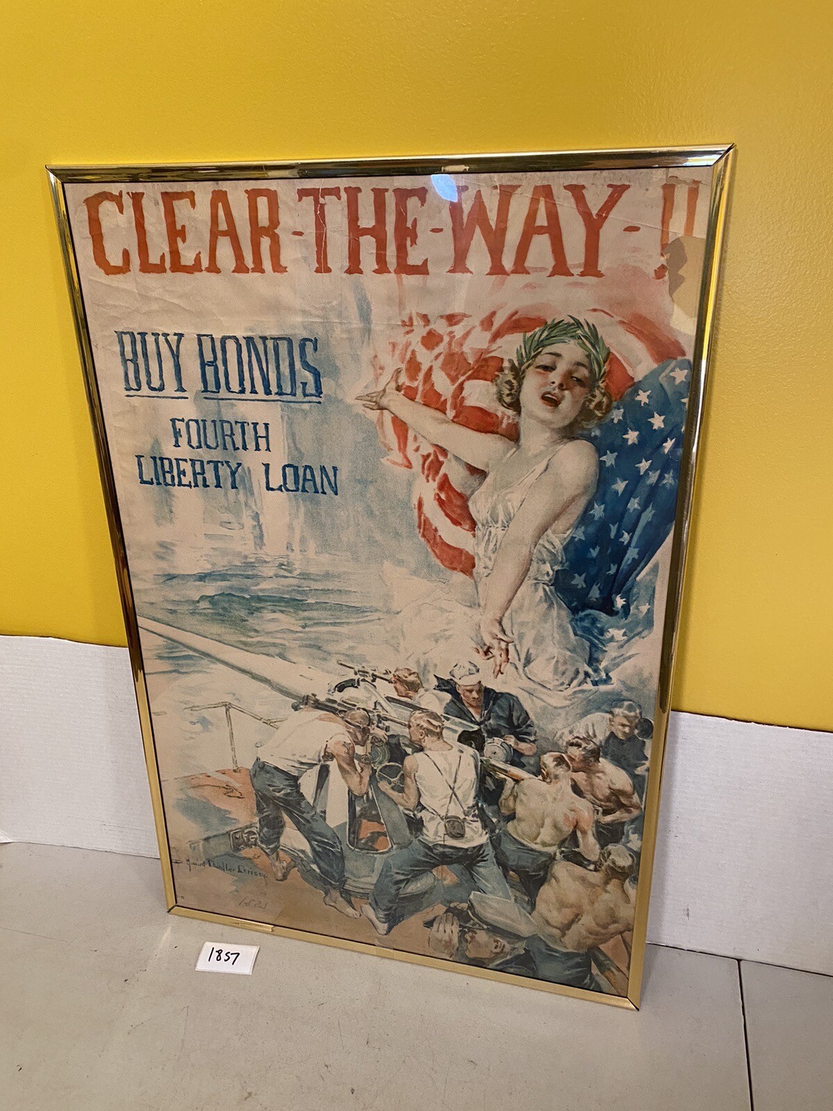 WW1 Clear The Way Buy Bonds fourth liberty loan Poster Christy lady liberty 18S7