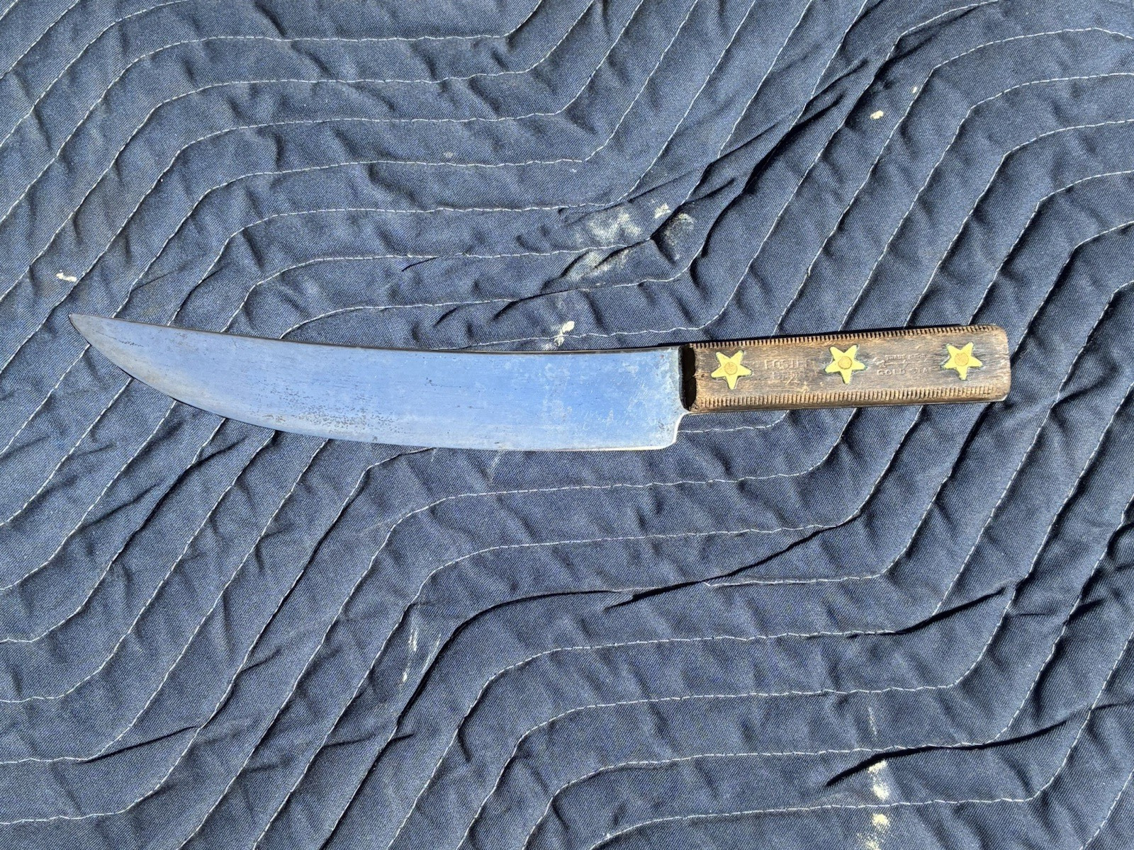 Antique Kitchen Foster Brothers gold star butcher knife 10 inch blade 15
