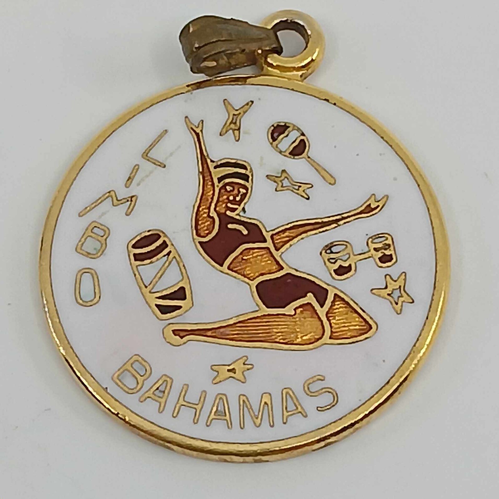 Limbo Bahamas Golden Round Charm Pendant 7/8\
