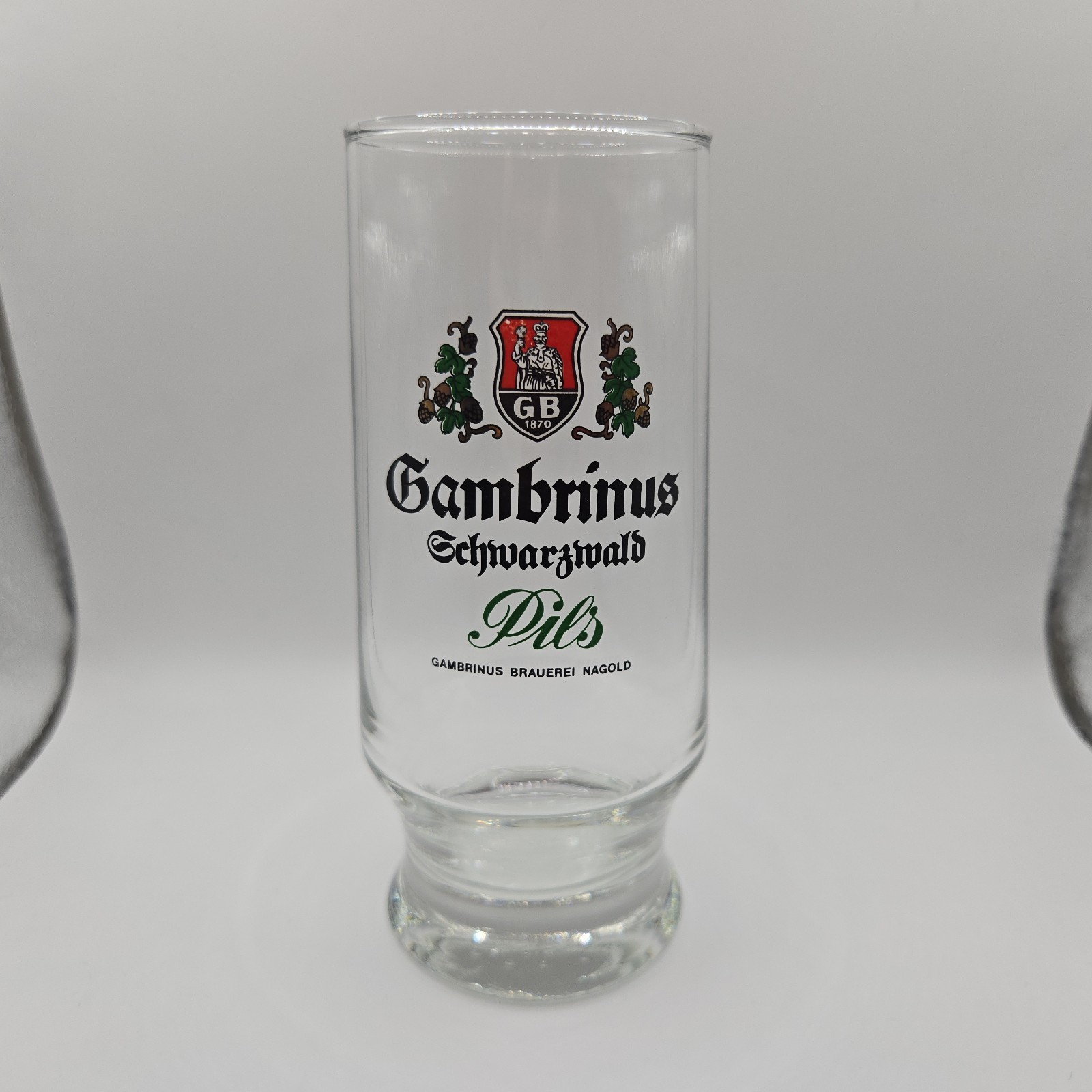 Vintage Gambrinus Schwarzwald Pils Beer Glass 0.2L Rastal Fluted Foot Germany