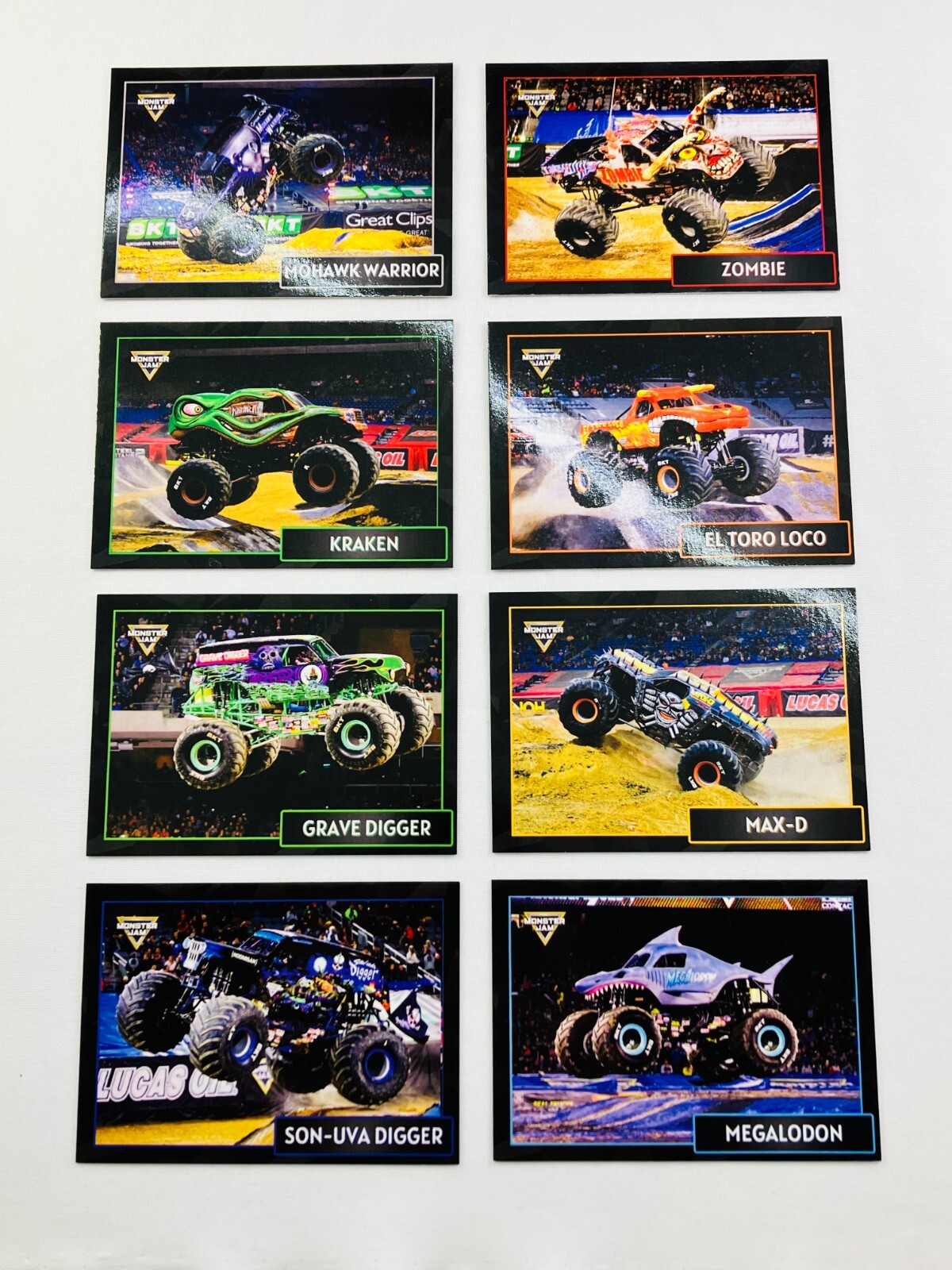 Set of 8 Custom Monster Truck Cards 2024 Jam Grave Digger Toro Loco read