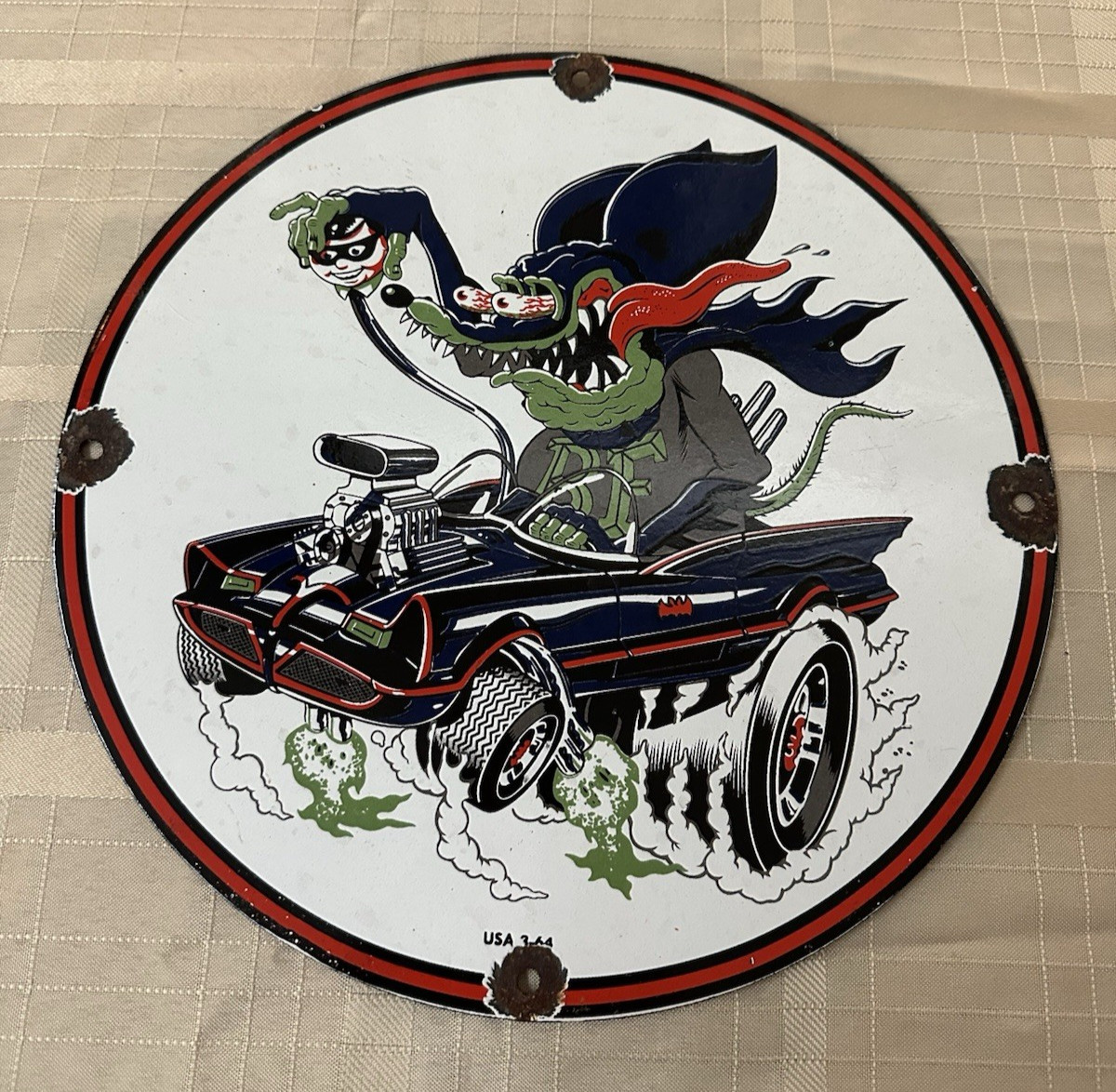 Rat Fink Porcelain Enamel Single Sided Sign Approx. 11.75\ Rat Fink Porcelain Enamel Single Sided Sign Approx. 11.75\
