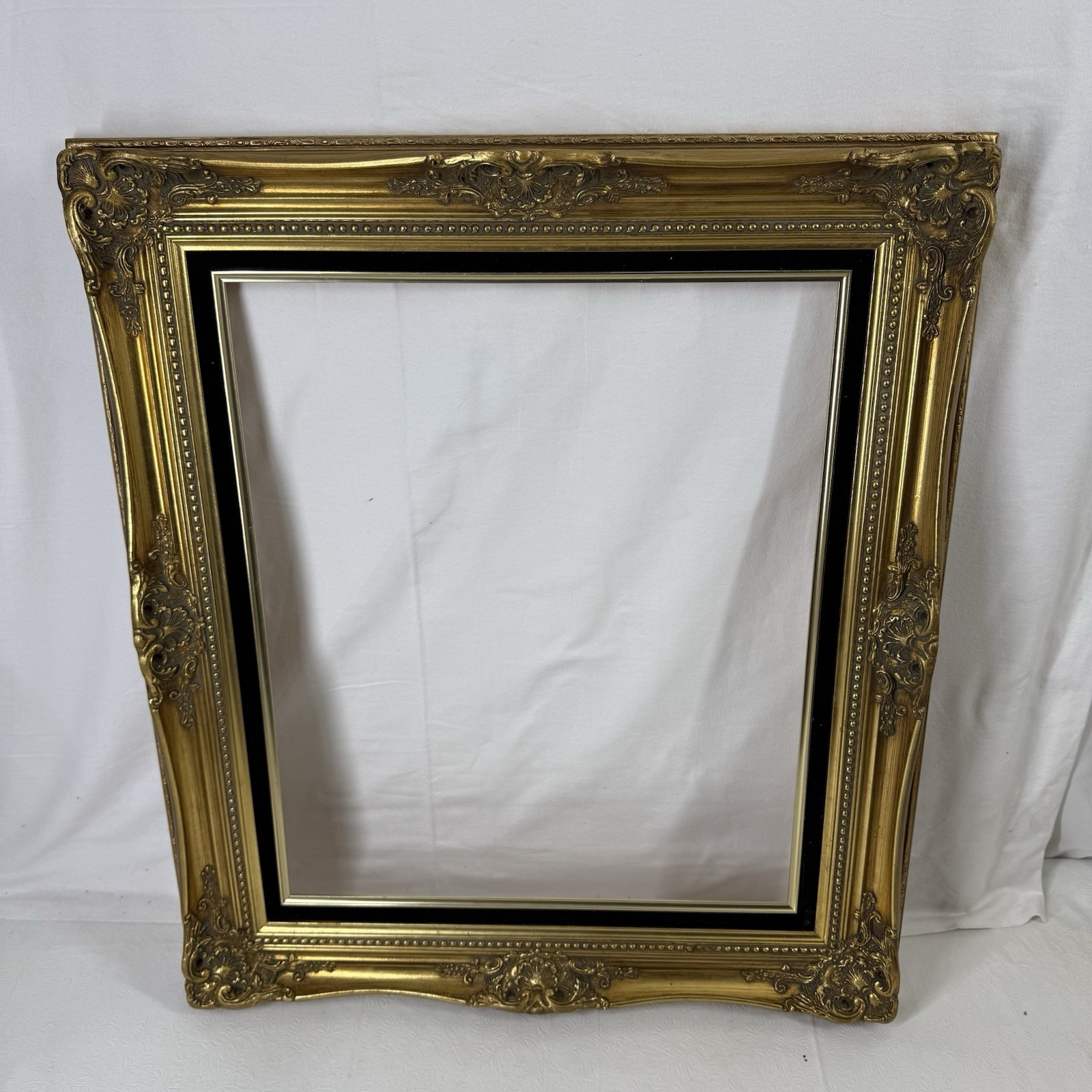E1 Antique Gold Gilded Ornate Wooden Picture Frame 28” x 32” See Pics