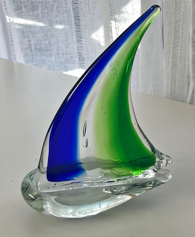 Handcrafted mouth blown Style Glass Sailing Boat