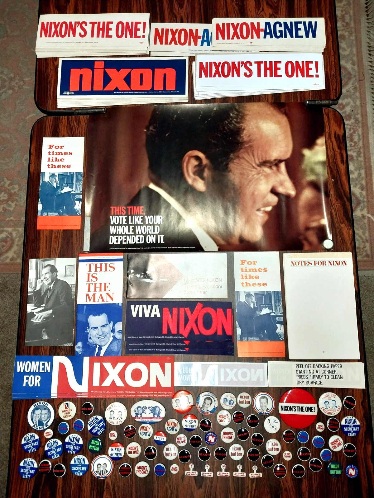 Vtg 161-pc Richard Nixon Election Campaign Poster Stickers Buttons Ephemera Lot