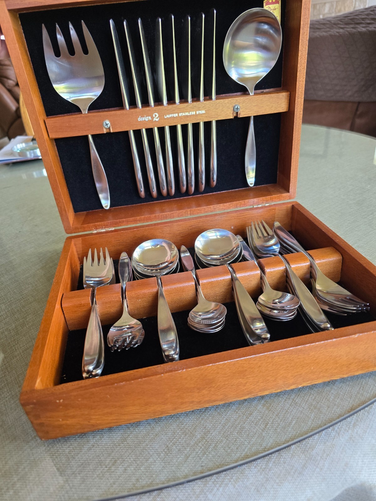 Vintage Design 2 Lauffer Made in Germany Stainless Steel Flatware with BOX 1950s