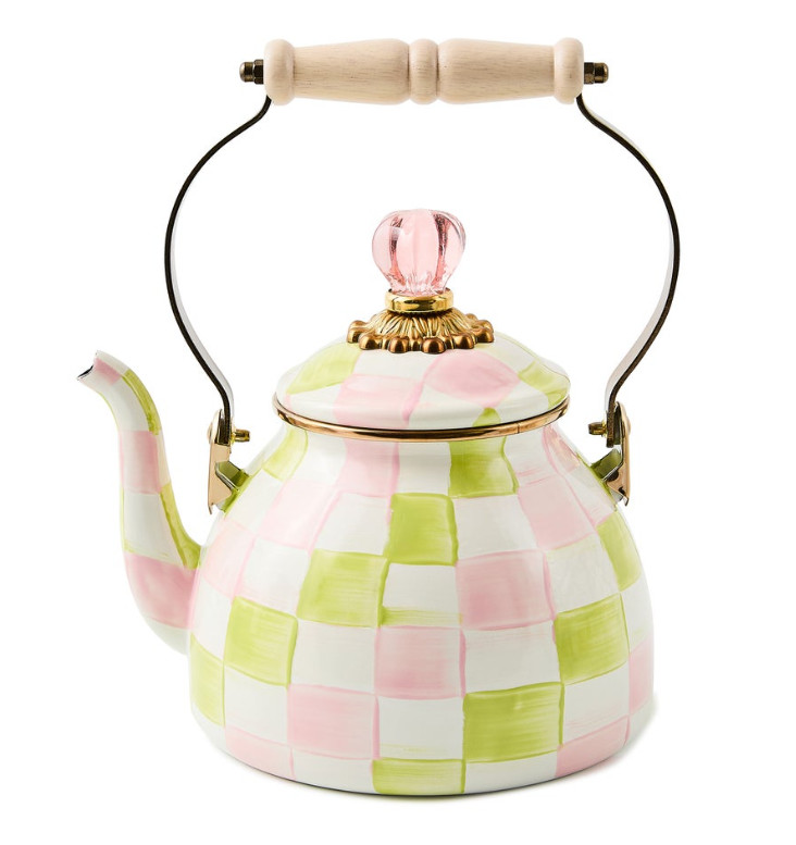 MacKenzie-Childs Palm Beach Check 2 Quart Tea Kettle