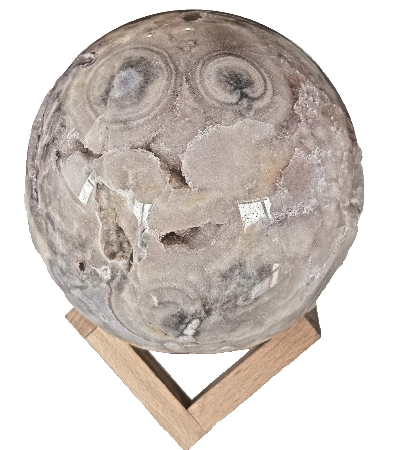 10Lb Pink Amethyst Crystal Sphere Beautiful Flowers & Druzy’s With Wood Holder 10Lb Pink Amethyst Crystal Sphere Beautiful Flowers & Druzy’s With Wood Holder