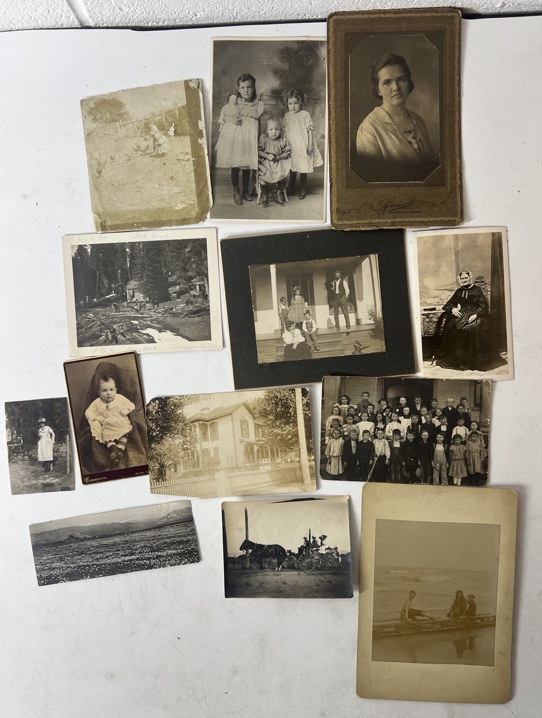 Lot of 13 Antique Victorian Edwardian Original Photographs Cabinet Cards 1900s