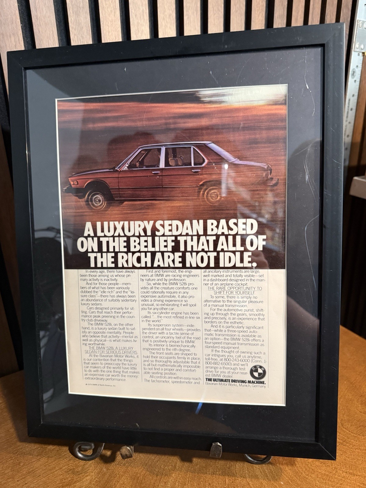 Framed Vintage 1979 BMW 528i Magazine Ad
