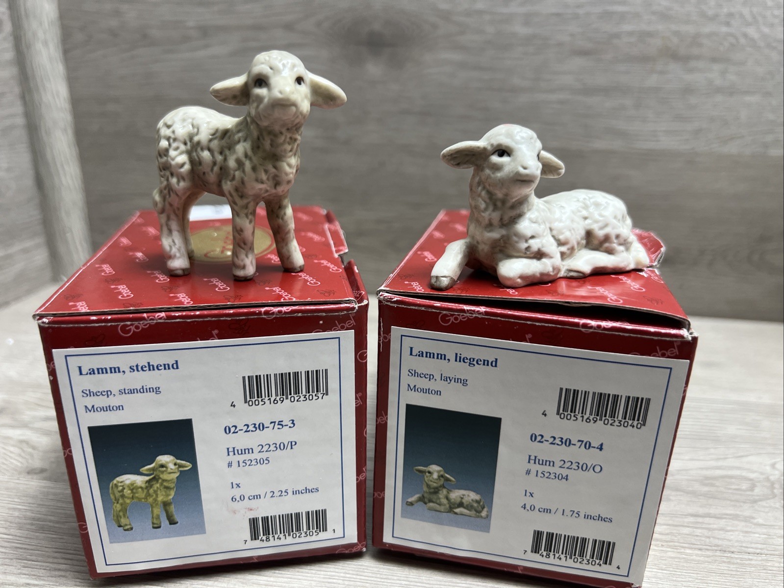 Goebel Hummel Nativity Lambs Pair Standing & Lying Hum 2230/P 2230/O