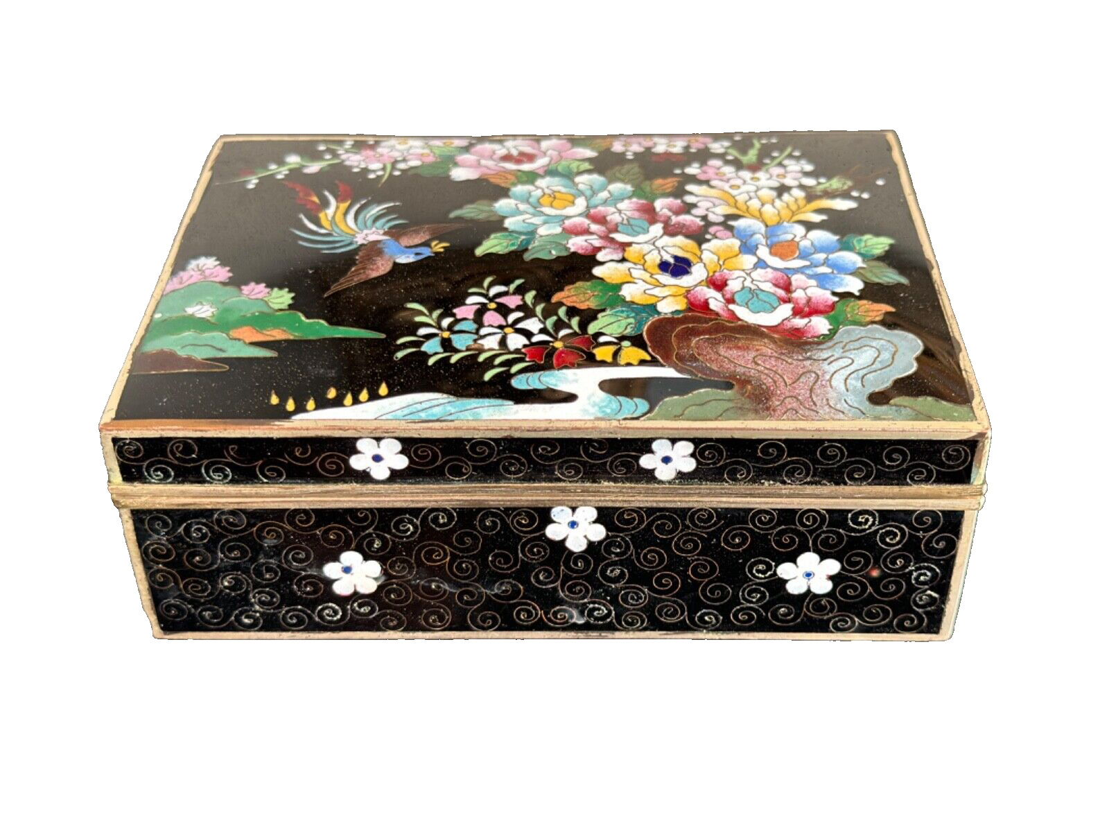 Stunning Old Japanese Cloisonne Enamel Decorative Trinket Box