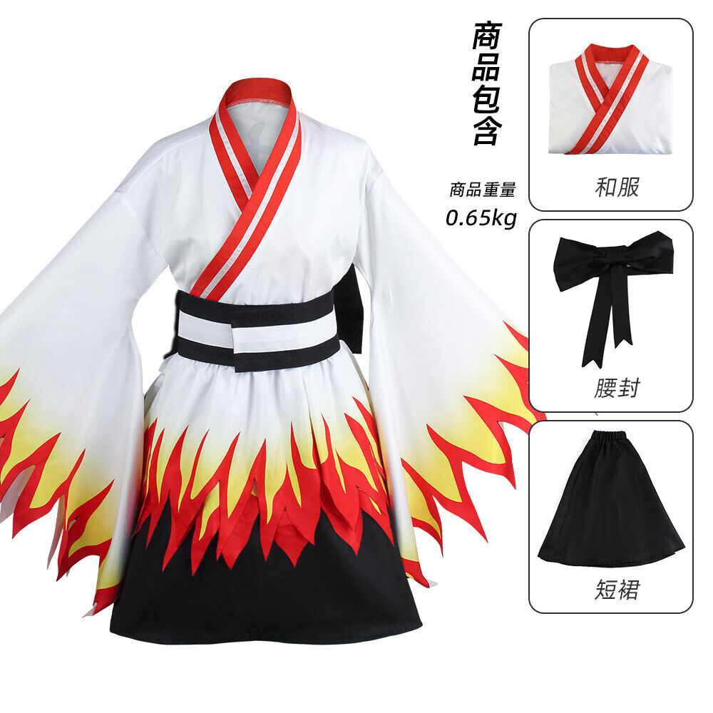 Demon Slayer Rengoku Kyoujurou Cosplay Anime Loose Kimono Cute Short Skirt Gift