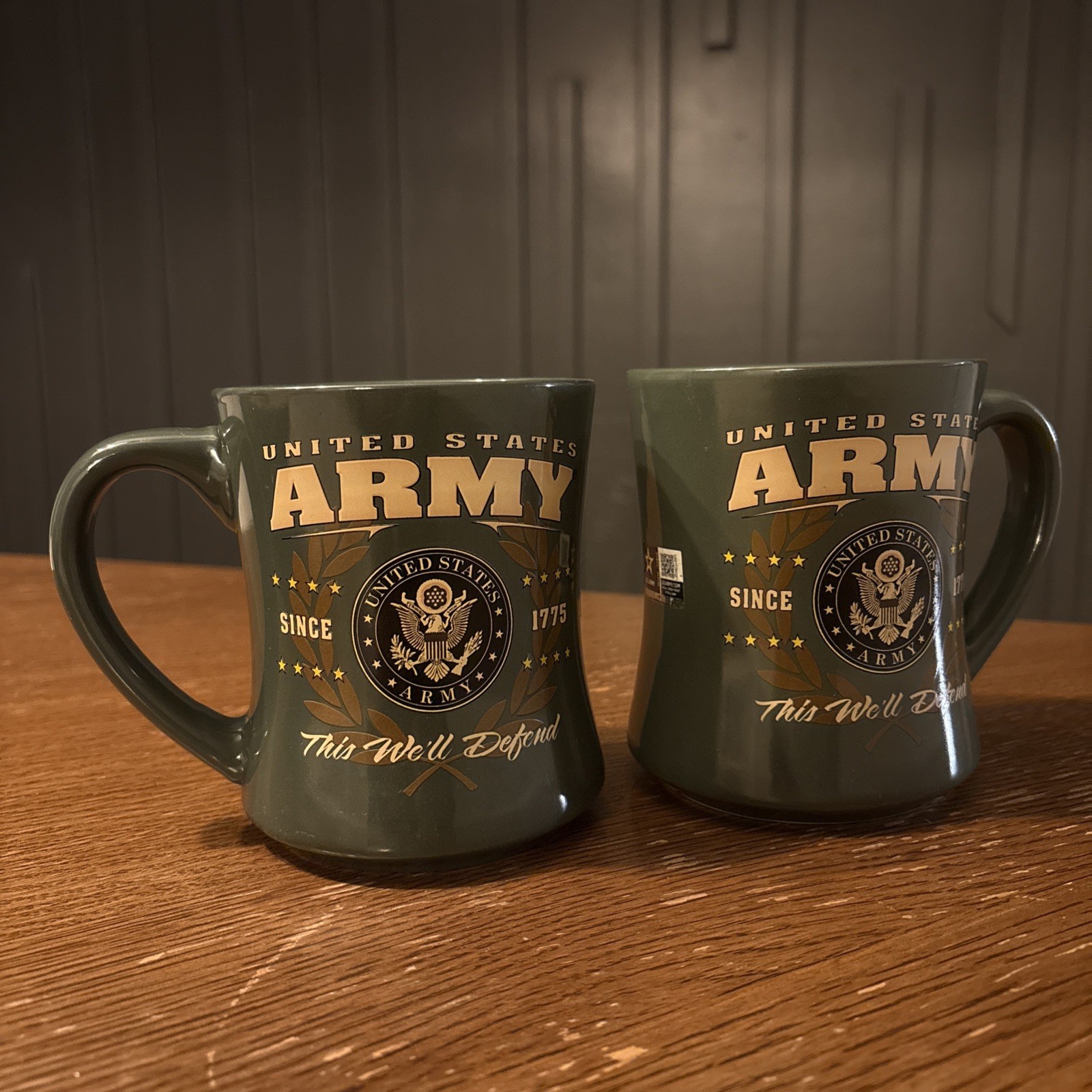 USA Army Coffee Cup Diner Mug This We\'ll Defend Military Green Diner Collectible USA Army Coffee Cup Diner Mug This We\'ll Defend Military Green Diner Collectible