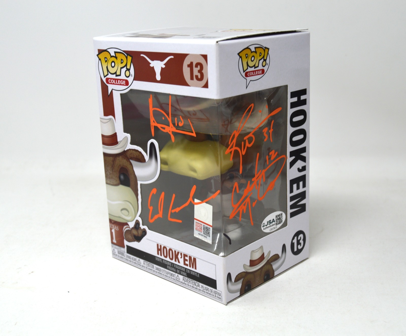 Earl Campbell, Vince Young, Ricky Williams + 1 Signed Funko #13 Hook'Em JSA Earl Campbell, Vince Young, Ricky Williams + 1 Signed Funko #13 Hook'Em JSA