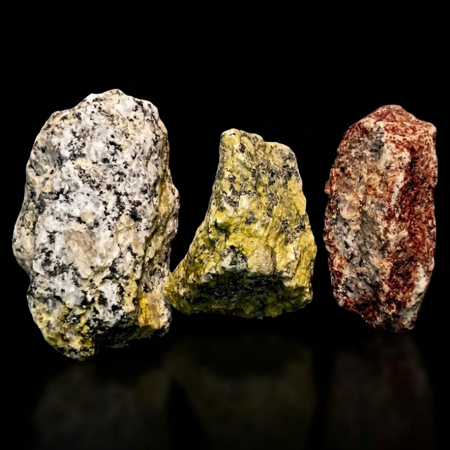 Fluorescent Mineral Specimens - UV Reactive Rough Stone Set (3 Pieces)
