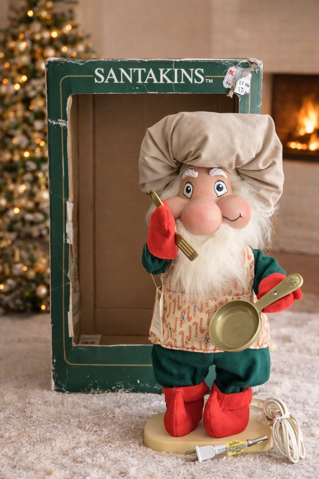 Vintage Santa\'s Best Santakins Santa Chubby Animated Chef Christmas Figure