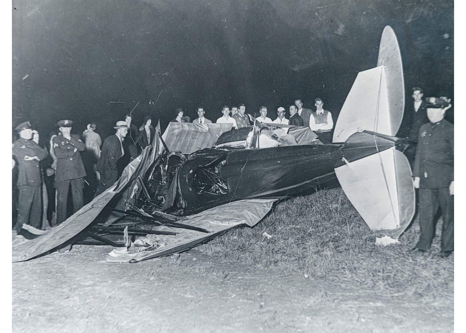 1931 Roosevelt Field Fatal Airplane Crash Bateman Dehle Glass Negative OOAK