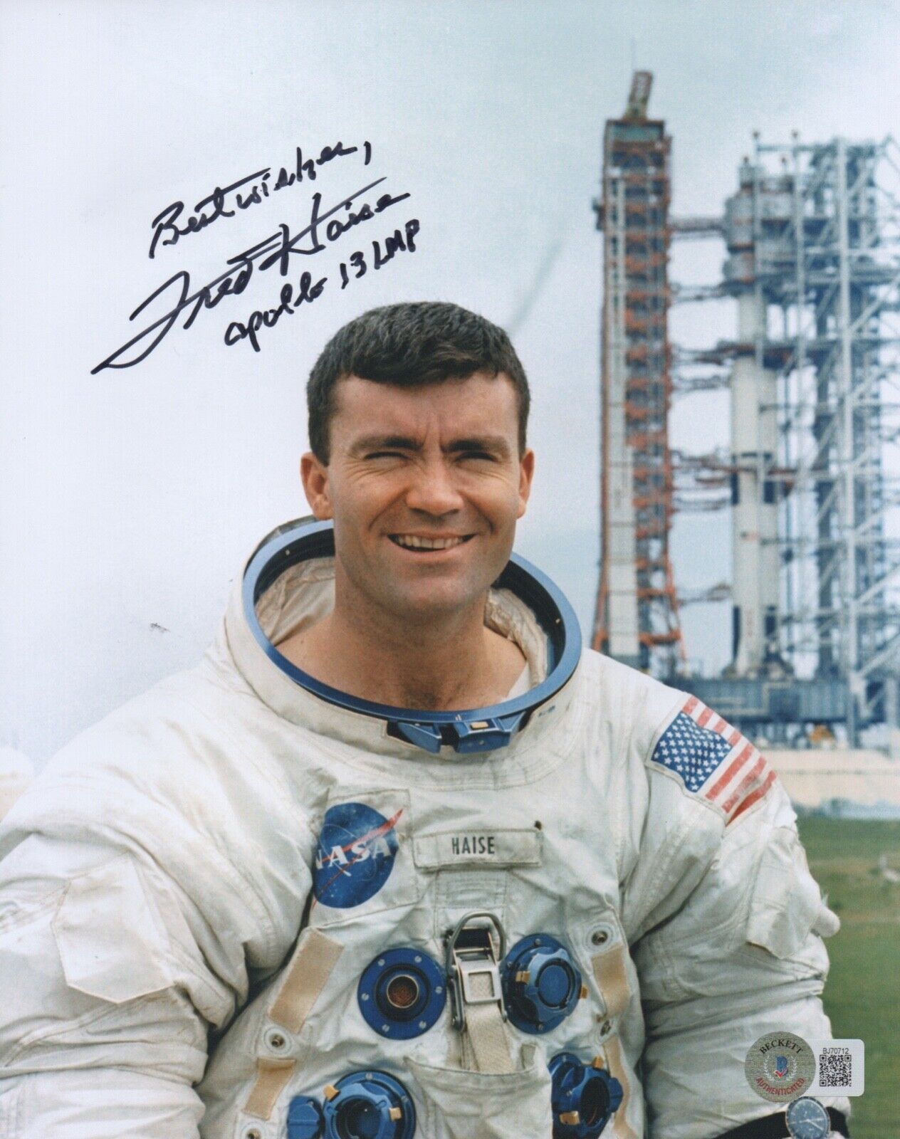 RARE Fred Haise JR Autographed Signed APOLLO 13 Astronaut 8x10 Photo Beckett BAS