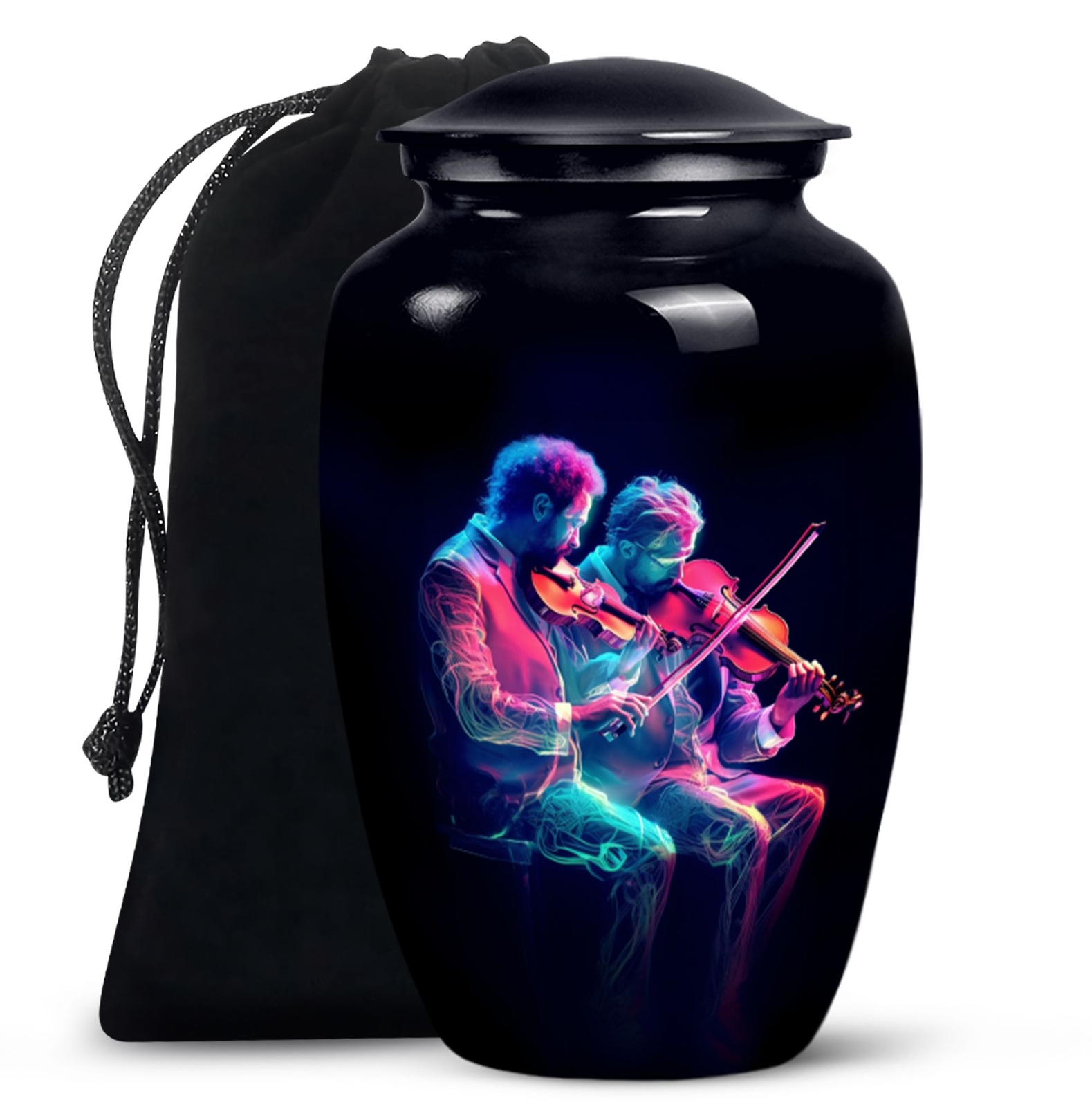 Two Violinists Rendered An Artistic Neon Glow Urn Human Ashes Burial Women Urns