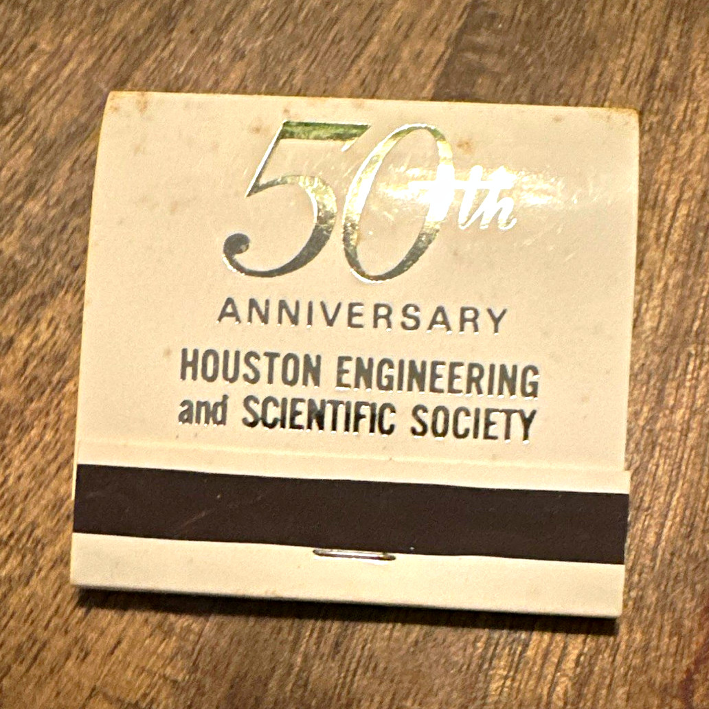 Vintage Houston Engineering & Scientific Society 50th Anniv Matchbook 1918-1968 Vintage Houston Engineering & Scientific Society 50th Anniv Matchbook 1918-1968