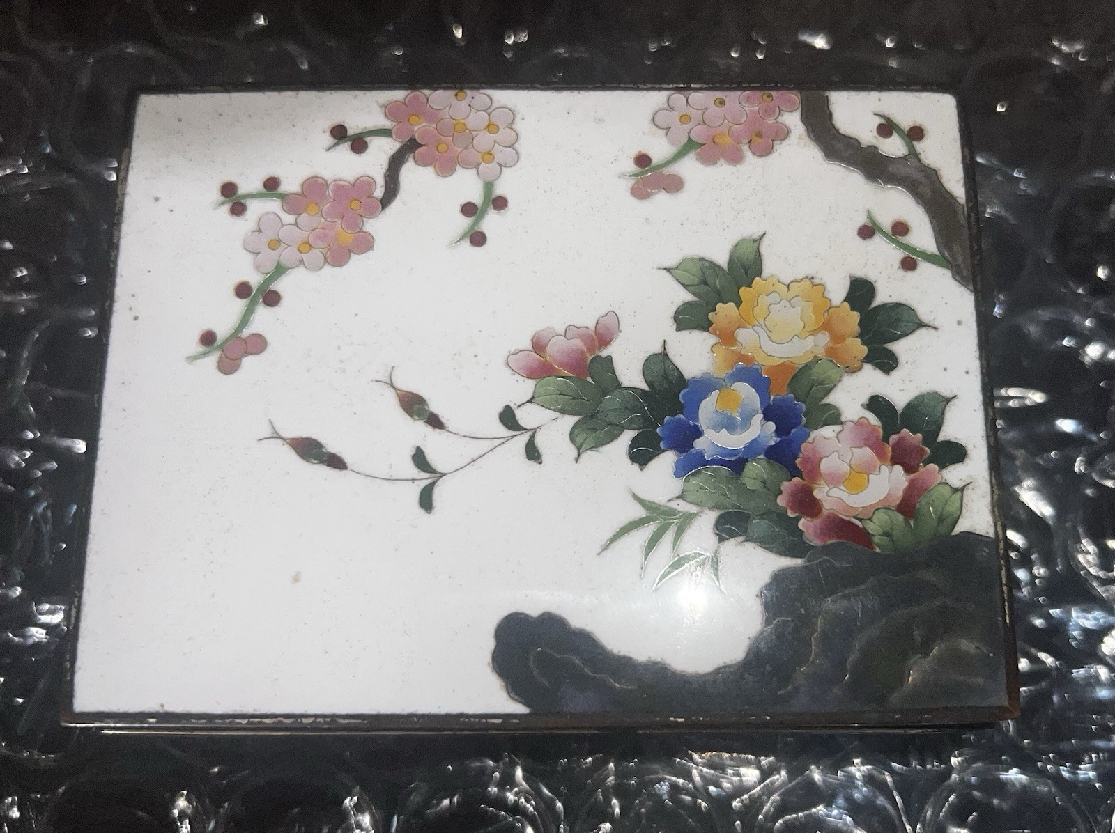 Vintage Inaba Japanese Cloisonne Box Flower