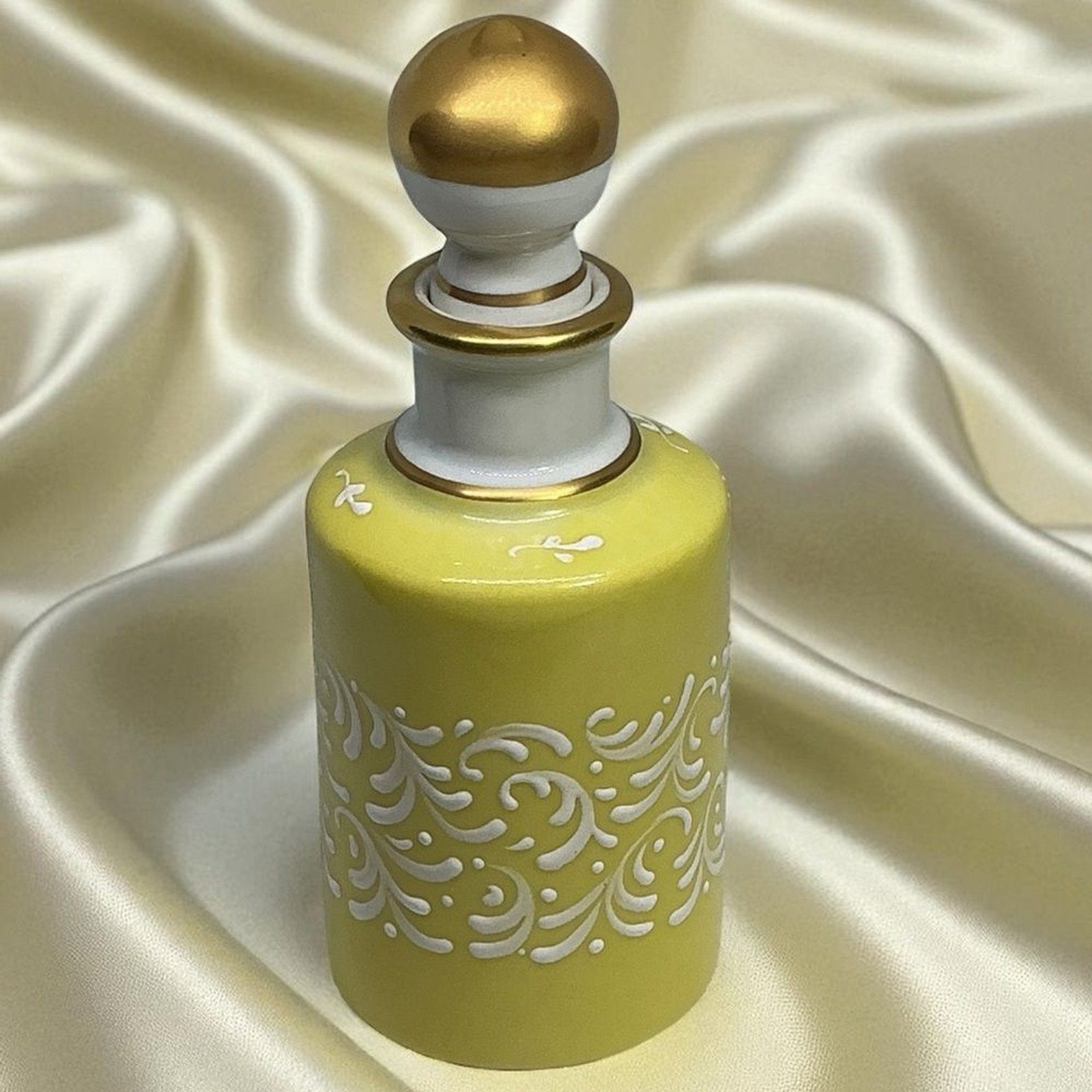 Vintage Limoges France Vanity Bottle Hand Painted Scroll Work