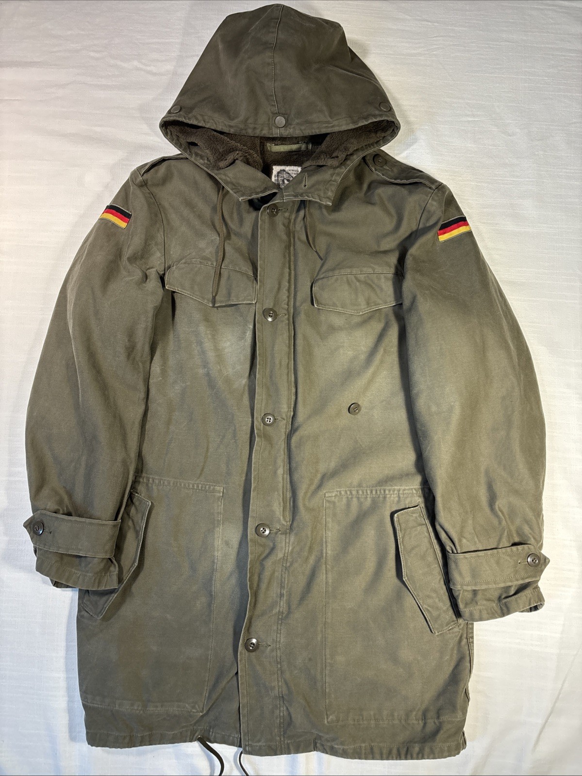 Vintage 1988 German Army Field Jacket With Lining Olive Green Large